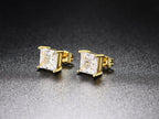 Gold Iced Out Square Zirconia Earrings Statement