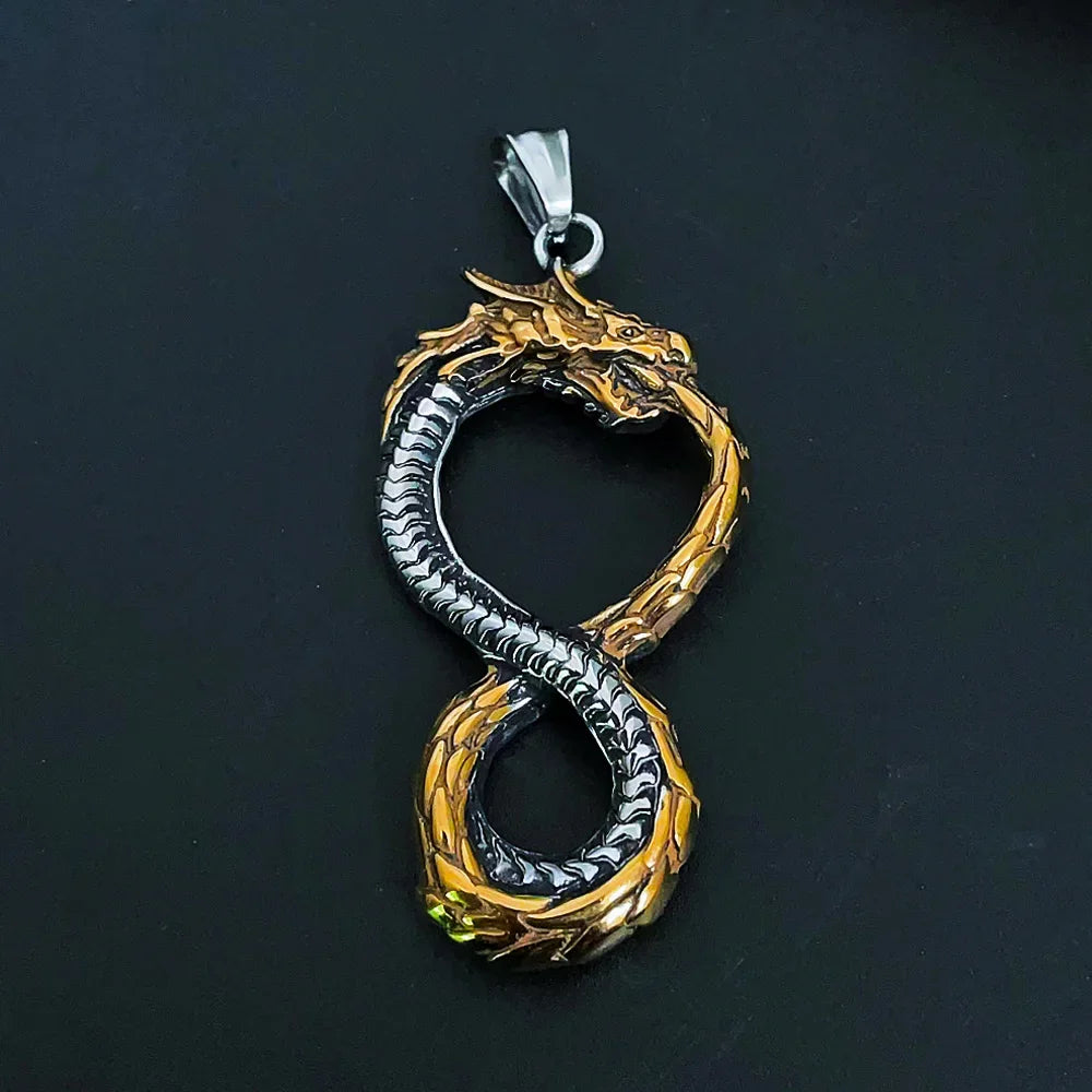 Viking Ouroboros Dragon Necklace — Stainless Steel