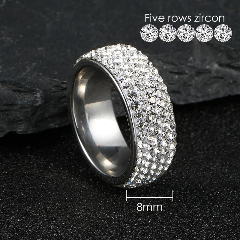 Luxury Iced Out Ring Homme Titanium Steel Chunky Rings For Men Women Couple Fashion Jewelry Accessories Wholesale Korea Style
