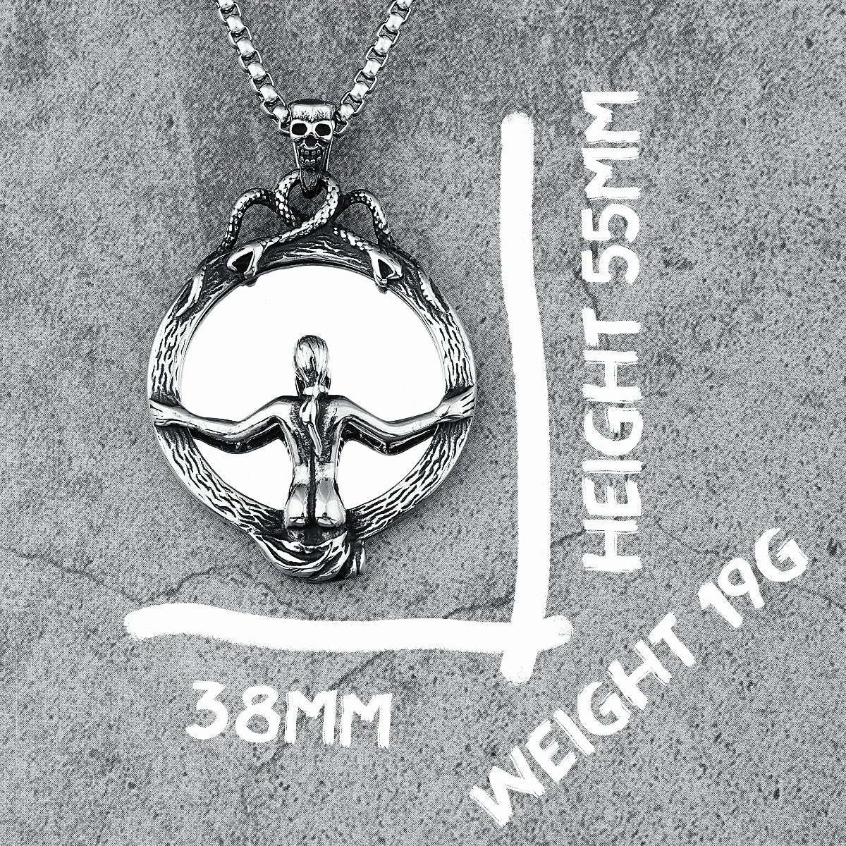 Magic Mirror Necklace Stainless Steel Men Skull Pendant Chain Vintage Punk Rock Hip Hop Rap for Friend Jewelry Gift