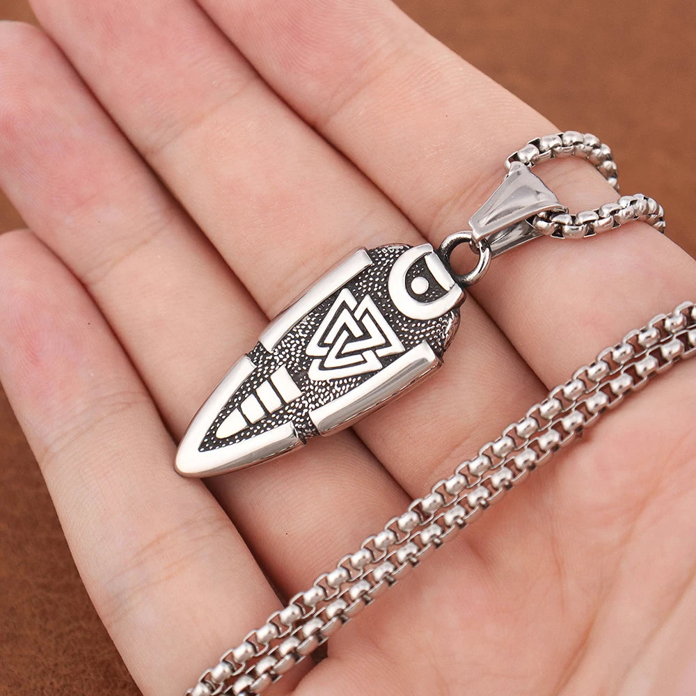 Odin Rune Viking Stainless Steel Pendant Necklace