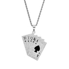 Iced Out Poker Card Steel Pendant Punk Retro