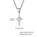 Men's Silver Color Geometric Pendant Necklace, Non Fading Stainless Steel Compass Necklace with Chain, Stylish Jewelry