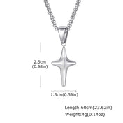 Vintage Compass Silver Stainless Steel Pendant Necklace