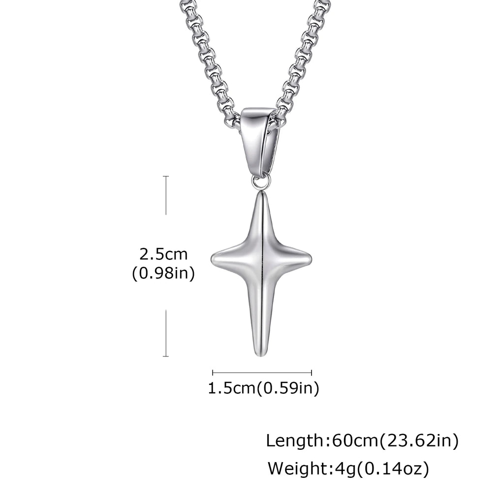 Men's Silver Color Geometric Pendant Necklace, Non Fading Stainless Steel Compass Necklace with Chain, Stylish Jewelry Gifts
