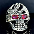 European and American new fashion skull shape red zircon inlaid punk retro men's ring