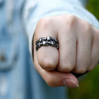 NEW Men's 316L stainless steel rings Unique Skull ring Vintage Aegishjalmur PUNK Jewelry Gifts free shipping