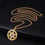 Jeshayuan Star Of David Pendant Necklace With Rhinestone Stainless Steel Hebrew Letter Jewish Talisman Jewelry Necklace