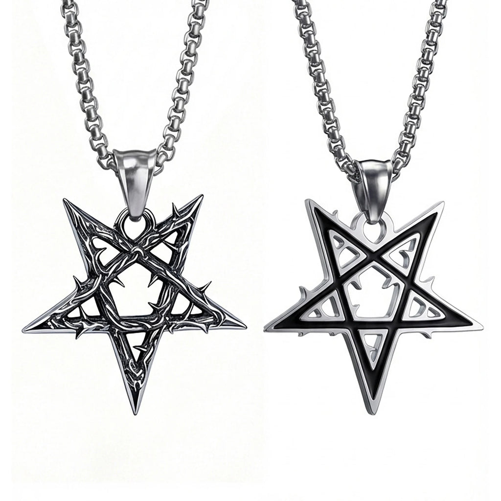 Gothic Satan Goat Silver Pendant Necklace