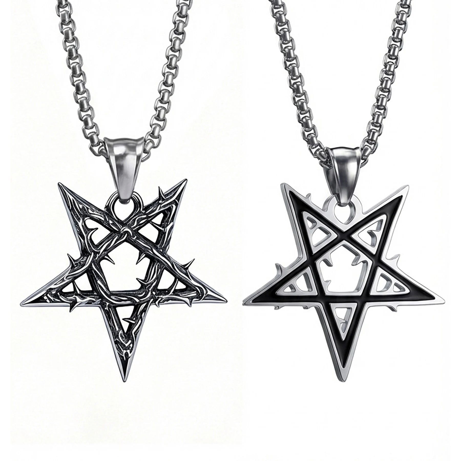 Gothic Satan Goat Silver Pendant Necklace