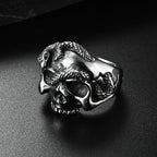 Gothic Skull Steel Ring Vintage Snake Punk Unique