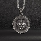 Sun Hugging Moon Round Pendant — Stainless Steel