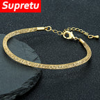 Luxury Minimalist Mesh Crystal Bracelet Men Women Charm Inlay Crystal Adjustable Bangle Stainless Steel Fashion Jewelry