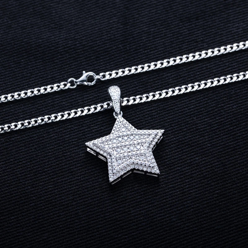 Iced Out Star Pendant — 925 Silver