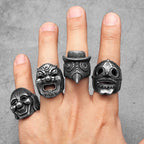 Skull Witch Ring Black Stainless Steel Gothic