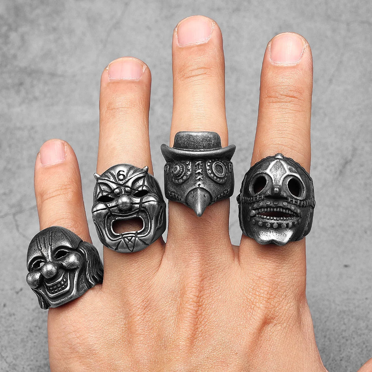 Skull Witch Ring Black Stainless Steel Gothic
