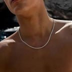 2mm Men Silver Color Twisted Twist Chain Necklace Simple Titanium Steel Choker Fashionable Non-fading Stainless Steel