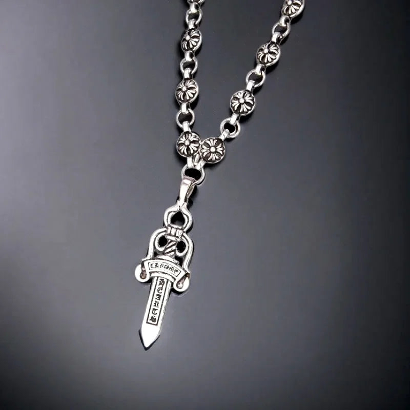 Vintage Silver Sword Pendant — Stainless Steel