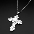 12 Apostles Jesus Crucifix Cross Christian Pendant Necklace for Women Men Stainless Steel Vintage 316L Amulet Chain