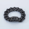 Punk Skull Charm Bracelets For Men Stainless Steel Cuban Chain Men Bangle Bracelet Silver Black Color Skeleton Jewelry