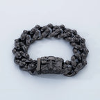 Punk Skull Charm Bracelets For Men Stainless Steel Cuban Chain Men Bangle Bracelet Silver Black Color Skeleton Jewelry