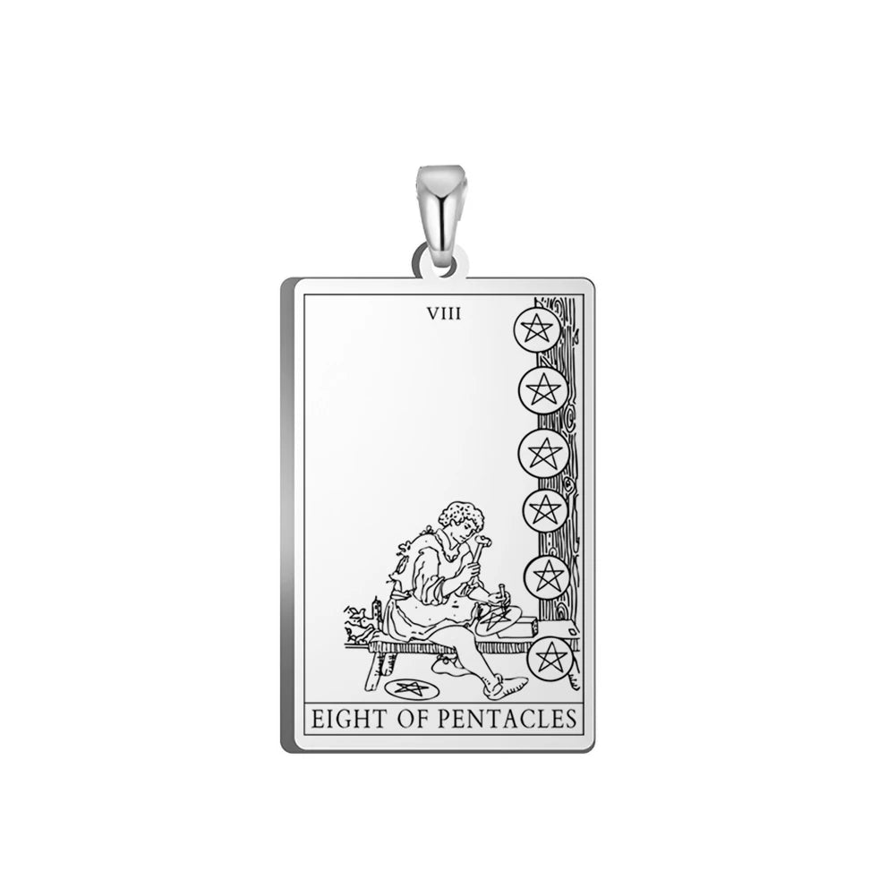 Dawapara Pentacles Tarot Card Pendant for Necklace Stainless Steel Golden Black Jewelry Accessories Charms Pendants