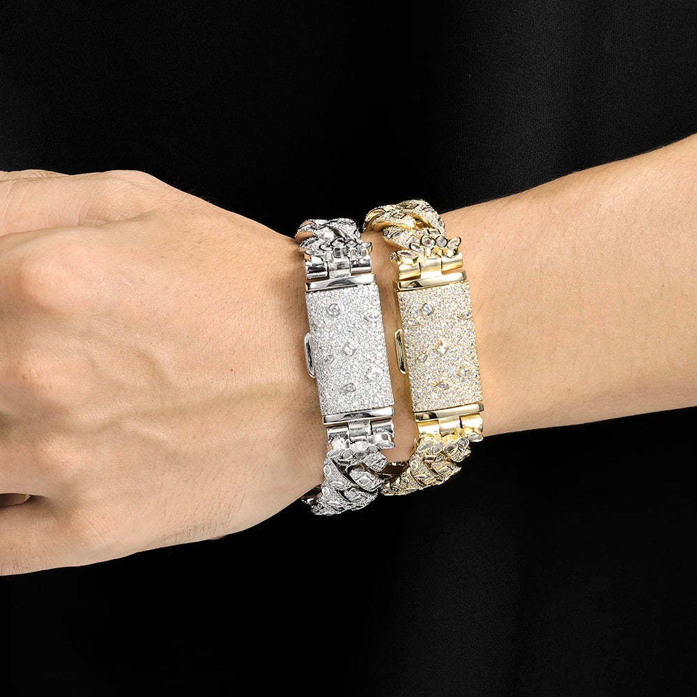 Chunky Iced Out Cuban Link Bracelet — 12mm Chain