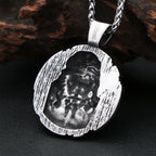 Jesus Round Pendant — Stainless Steel