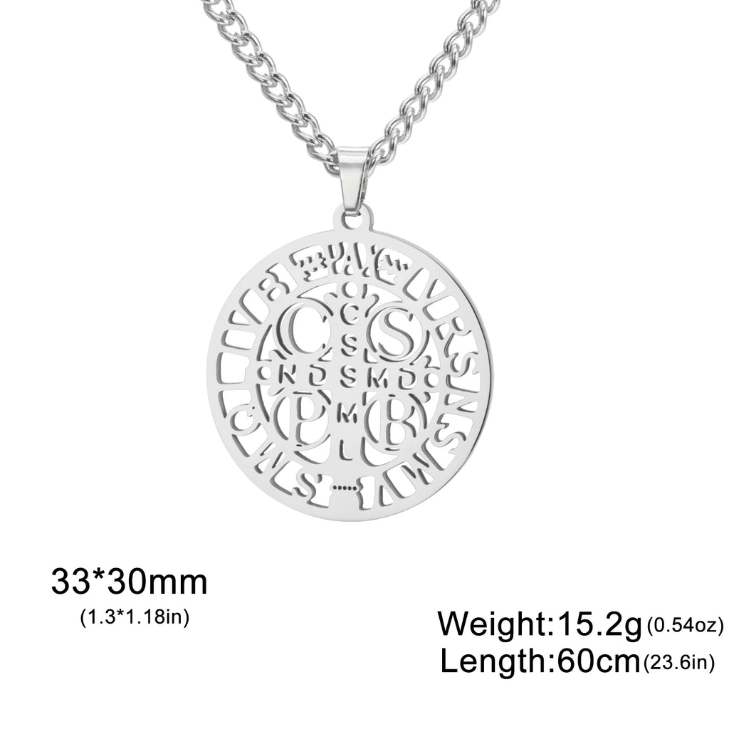 Sipuris St. Benedict's Cross Hollow Pendant Necklace For Women Men Michael Medal Charm Amulet Religious Jewelry