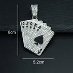 Iced Out Poker Card Cuban Pendant — Gold