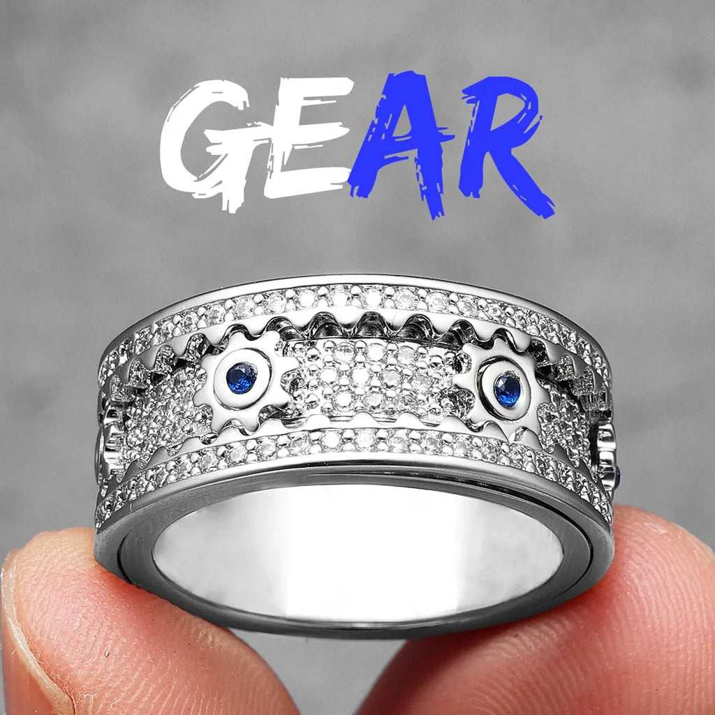 Fidget Spinner Gemstone Ring — Stainless Steel