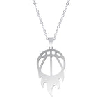 Sports Ball Charm Pendant Necklace — Steel