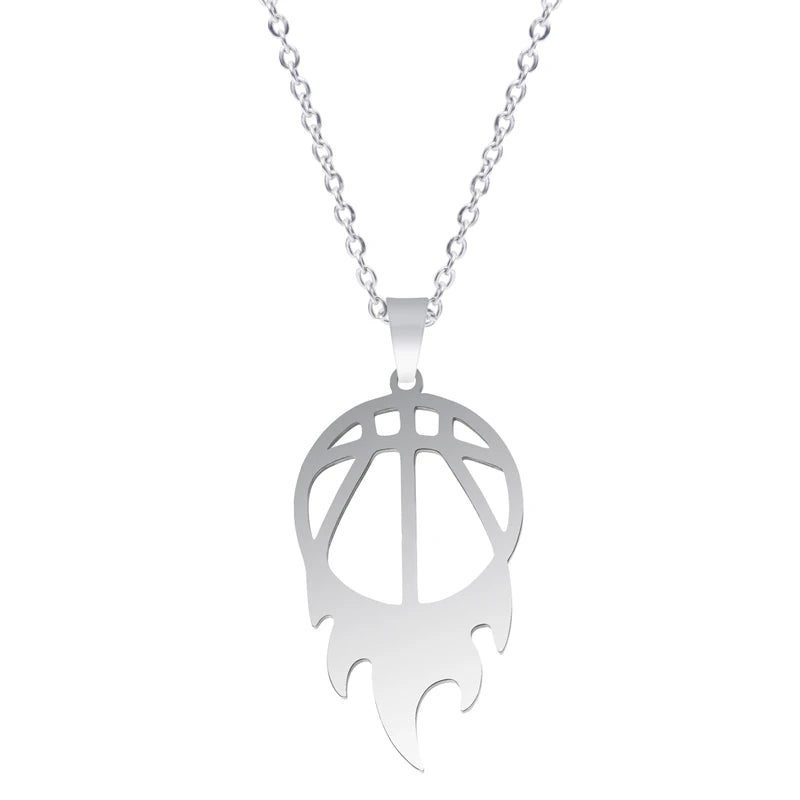 Sports Ball Charm Pendant Necklace — Steel
