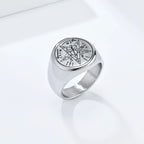 Jewish Tetragrammaton Hebrew Pentagram Rings Stainless Steel Pentacle Ring for Men Witchcraft Power Protection Amulet