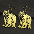 Cat Two-Tone Earrings Lovely Animal Hollow Hoop