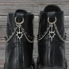 2Pcs Gothic Spiky Hollow Heart-Shaped Black Bead Double-Layer Boot Chain Metal Shoe Decoration, Suitable for All Kinds