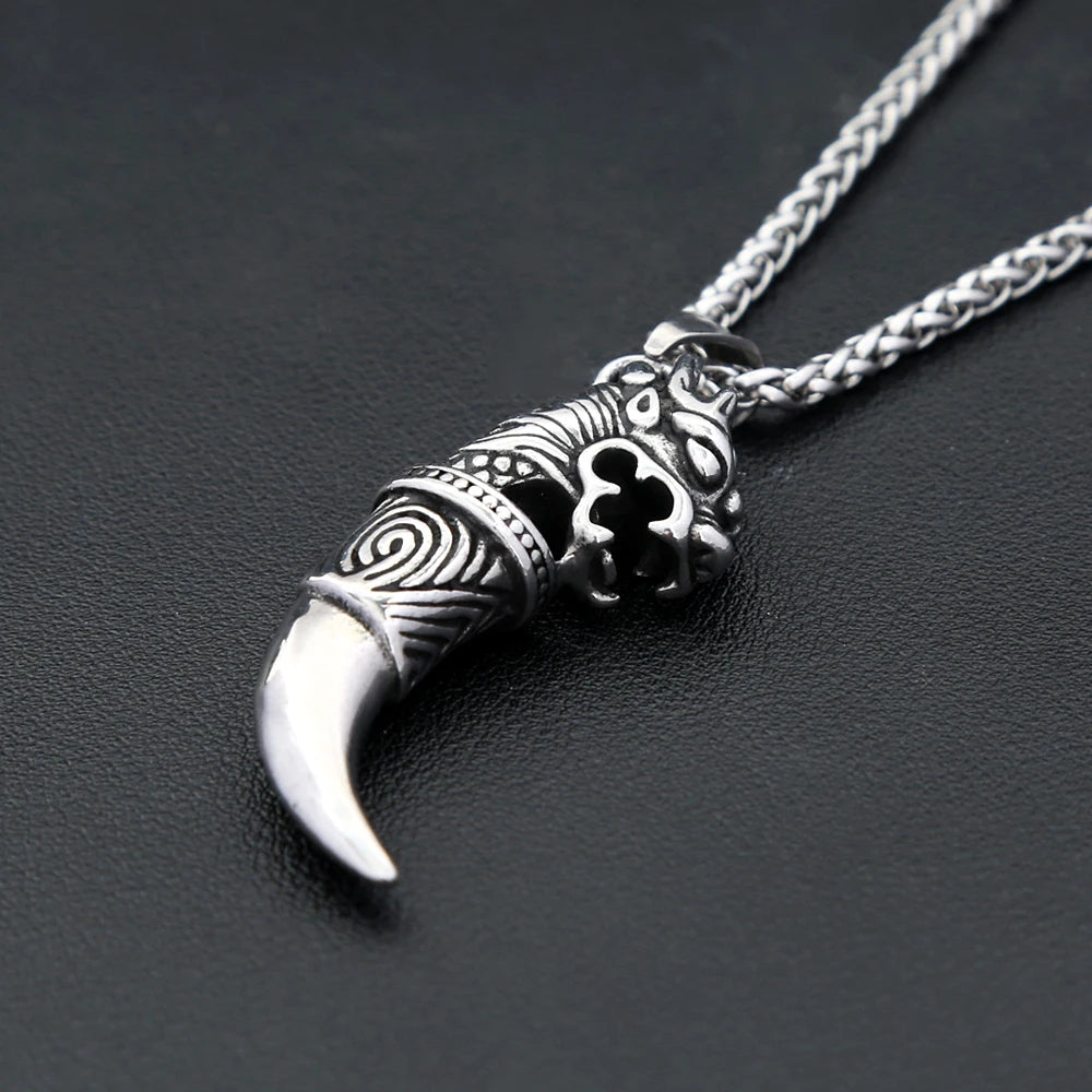Wolf Tooth Pendant Necklace — Stainless Steel