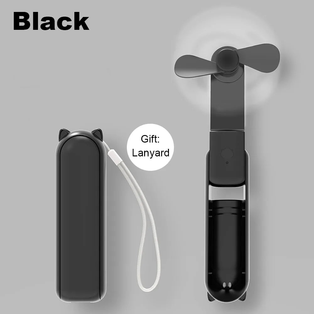 Portable Mini Fan 2000mAh USB Rechargeable 3 Speed Handheld Foldable Fan Hand Held Small Pocket Travel Fan with Handy