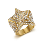 Men's five pointed star Rings Black Punk Crusaders Band Rings rhinestone for Mens Stainless Steel Signet Rings Jewelry