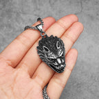 Wolf Head Pendant Necklace Stainless Steel