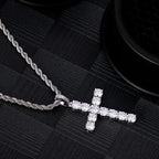 Huitan Luxury Cross Pendant Necklace for Women Sparkling White Cubic Zirconia Long Necklace Wedding Party New Fashion