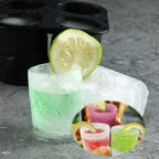 Silicone Ice Cube Mold Four Hole Press Ice Block Maker Creative Round Cup Shape Ice Molds for Whiskey Beer Bar Kitchen