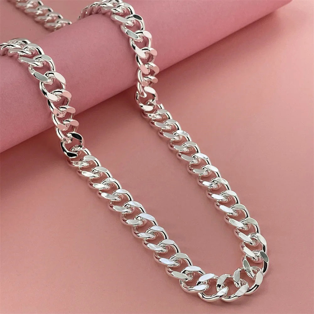 Cuban Link Chain Choker Necklace 10mm, 50-65cm — Silver-Tone
