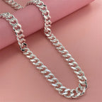 Cuban Link Chain Choker Necklace 10mm, 50-65cm — Silver-Tone