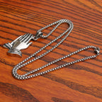 Silver Praying Hands Pendant Necklace Statement