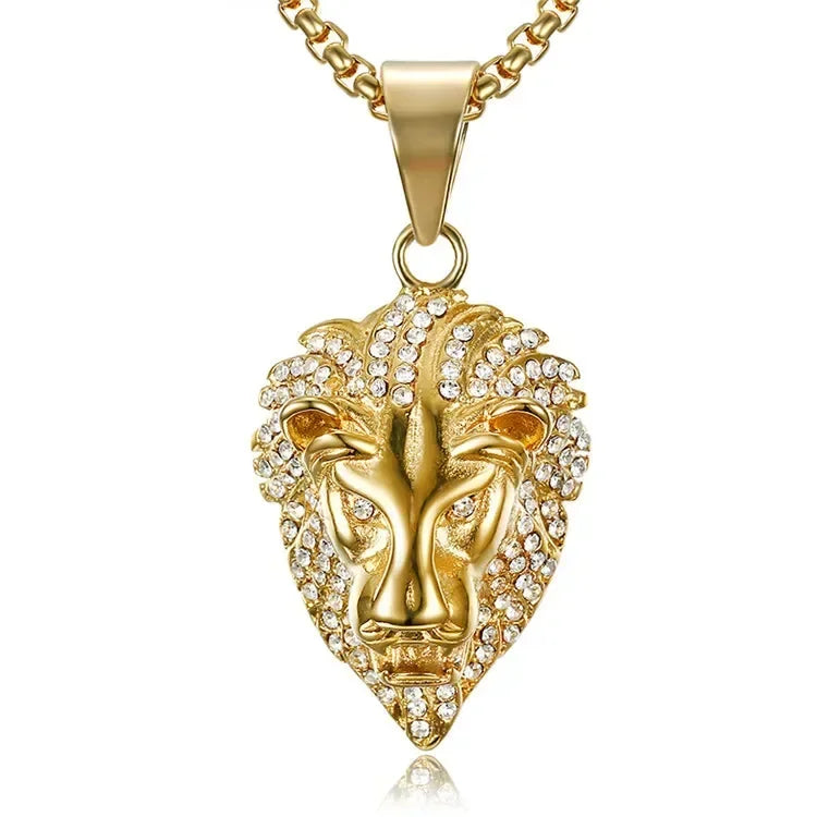 Domineering Tiger Head Pendant Men\\\'s Fashion Animal Tiger Necklace Punk Hip-Hop Trend Casual Jewelry Boyfriend Gift