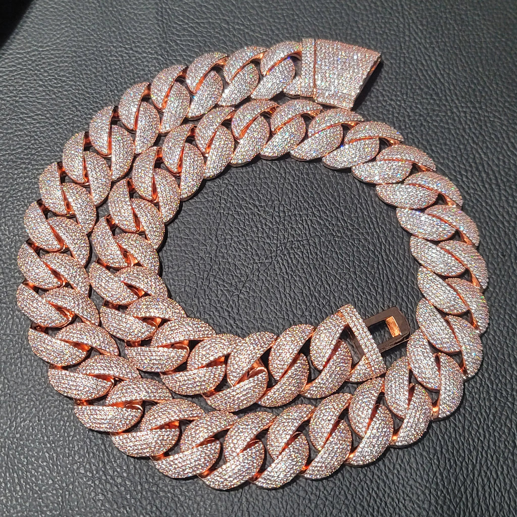 Fashion Hip Hop Miami Cuban Necklace Chain Full Diamonds 9mm 12mm 15mm 20mm 24mm Pendant Chains Long Buckle Closure Jewelry Gift