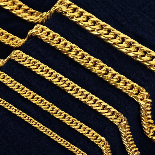 Unisex 24K AU999 Gold 10MM 60CM Twisted Polished Sideways Boss Chain Bold Men's Neckpiece with Peace Lucky Buckle