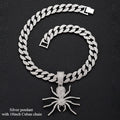 Bold Hip Hop Cuban Chain Necklace with Spider Pendant – Trendy Men's Gothic Jewelry, Punk Streetwear Accessory
