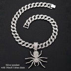 Bold Hip Hop Cuban Chain Necklace with Spider Pendant – Trendy Men's Gothic Jewelry, Punk Streetwear Accessory
